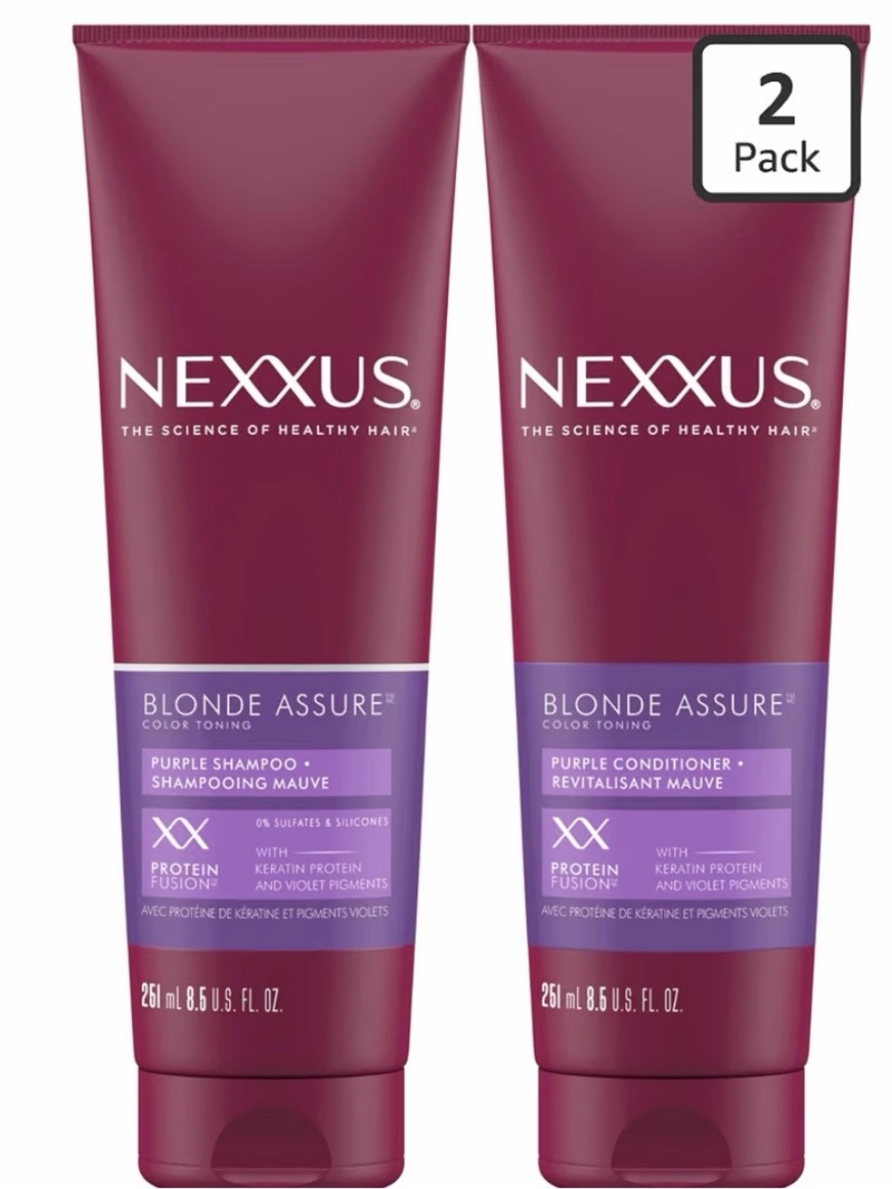 NEXXUS Blonde Assure Protein Fusion Purple Shampoo AND Conditioner 8.5 oz each